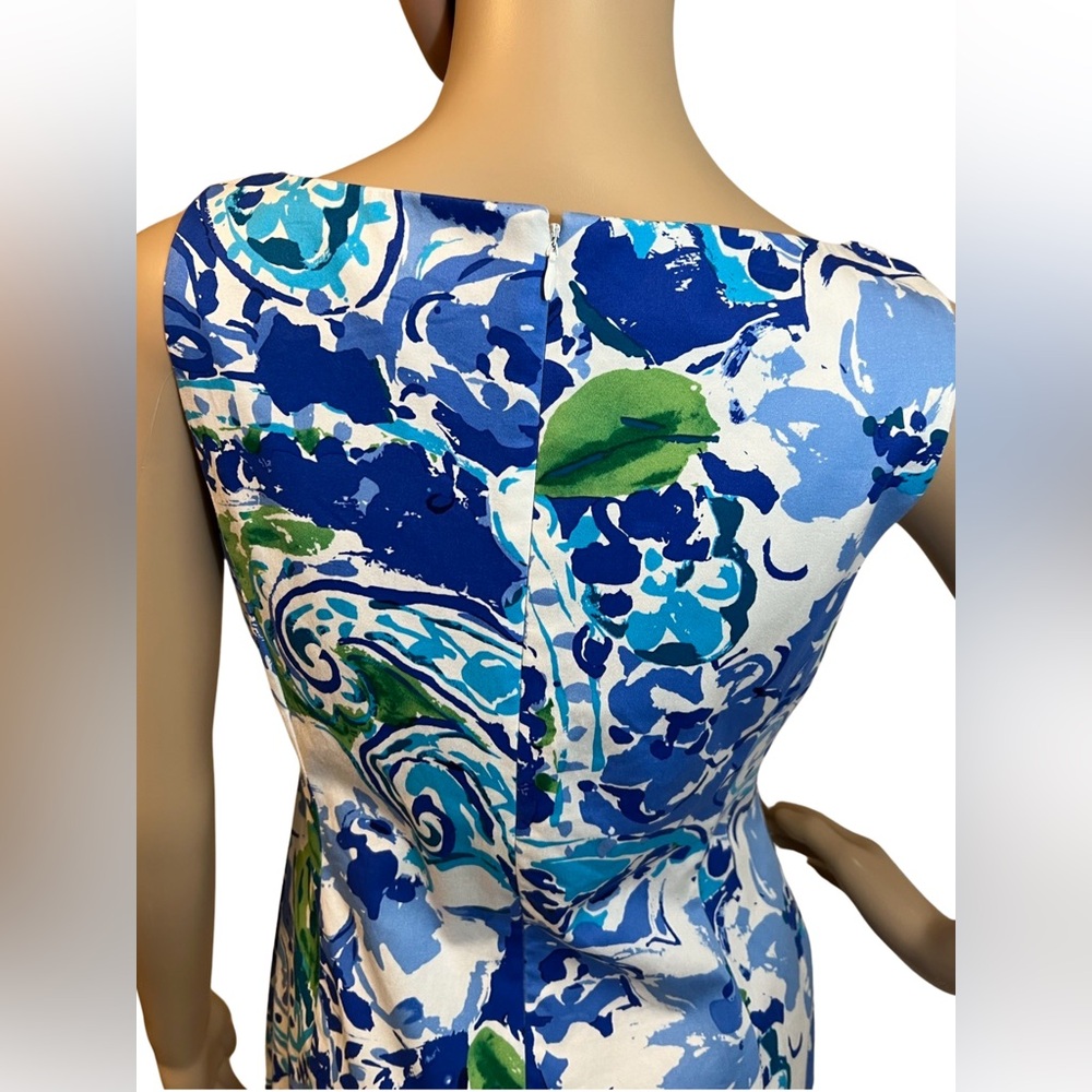 Chaps Est 1978 Size 8P EUC Blue White Green Sleeveless Floral Mini Dress (0441) - Picture 5 of 8